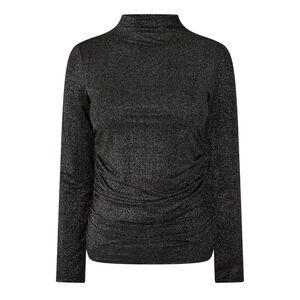 Pieces Womens/Ladies Mock Neck Slim Short-Sleeved Blouse / Black